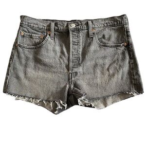 Levi’s 501 Gray Denim Cutoff Jeans Distressed Hem Shorts Size 32